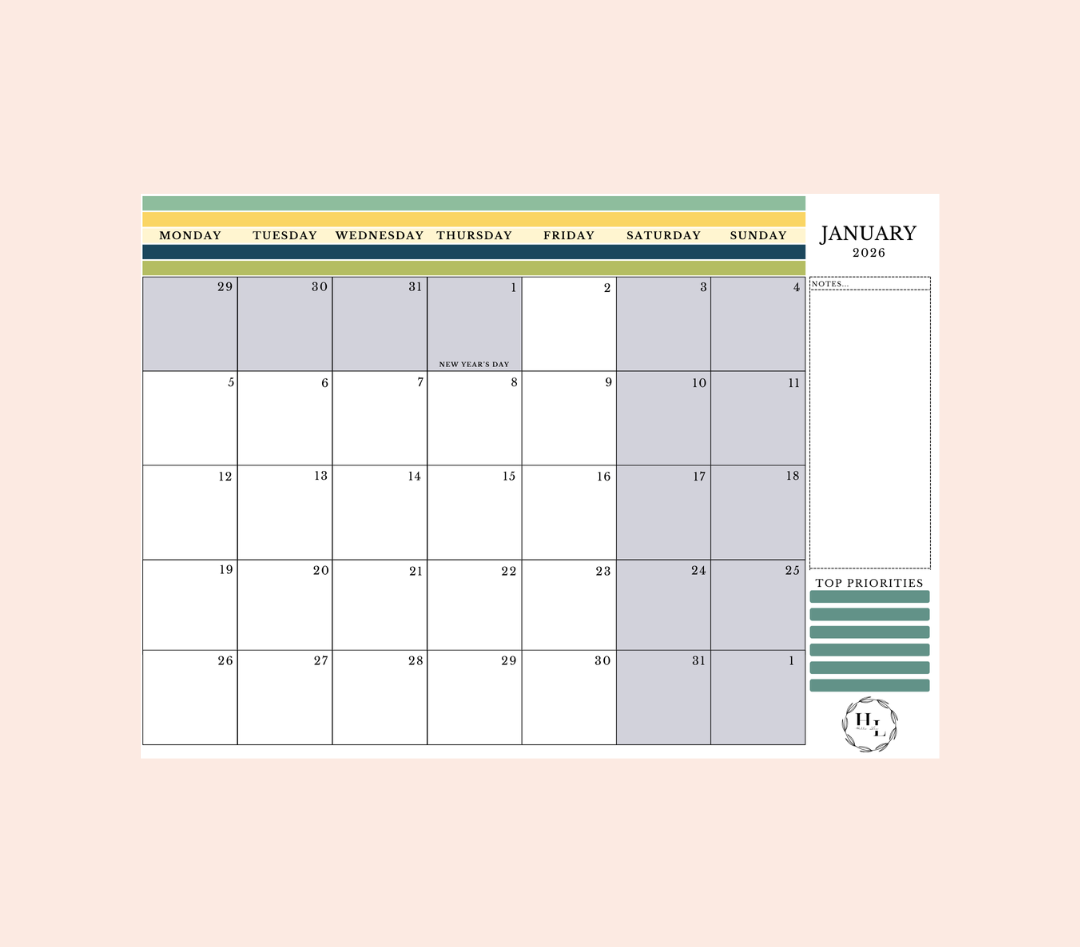 The monthly planner 2026