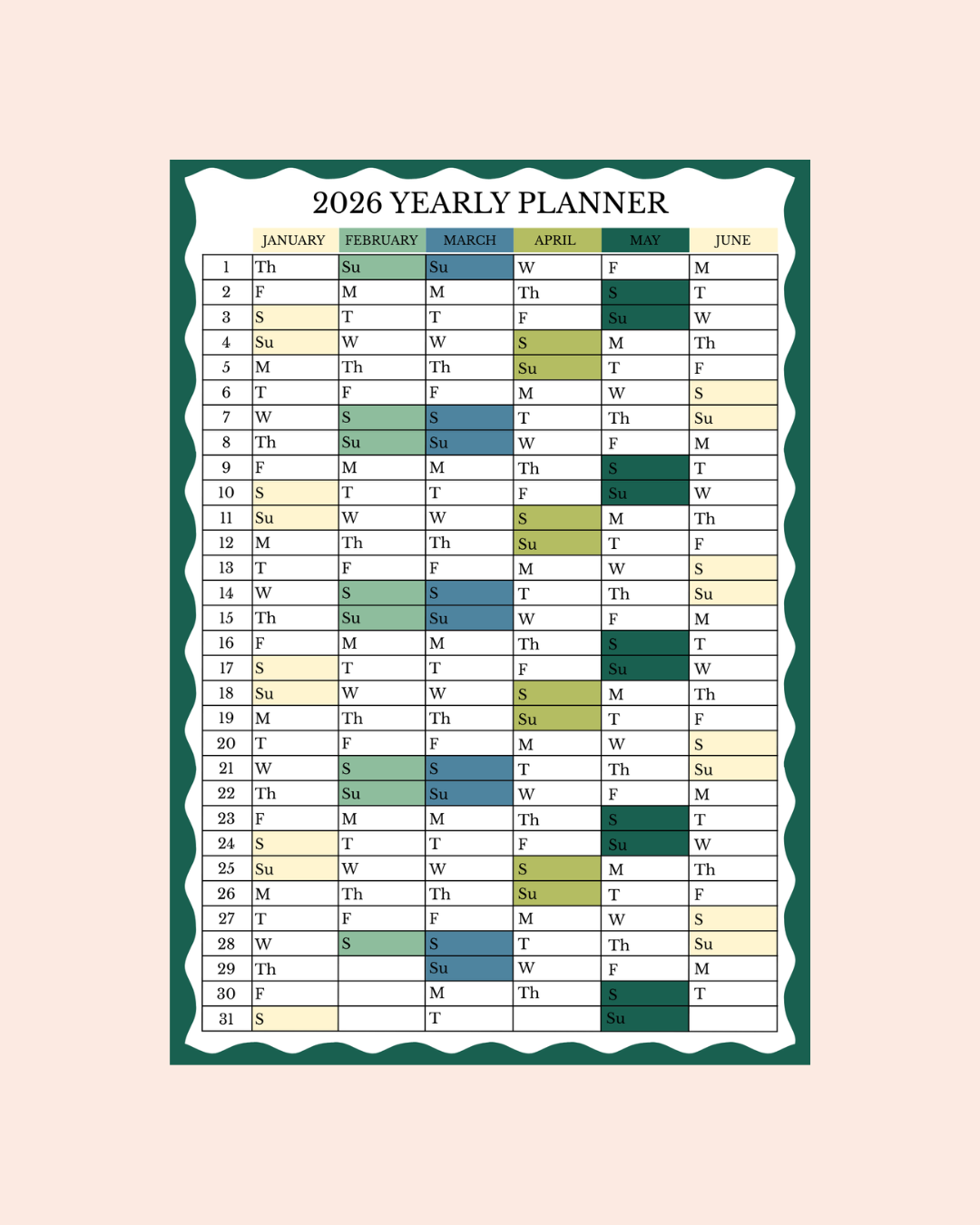The yearly planner